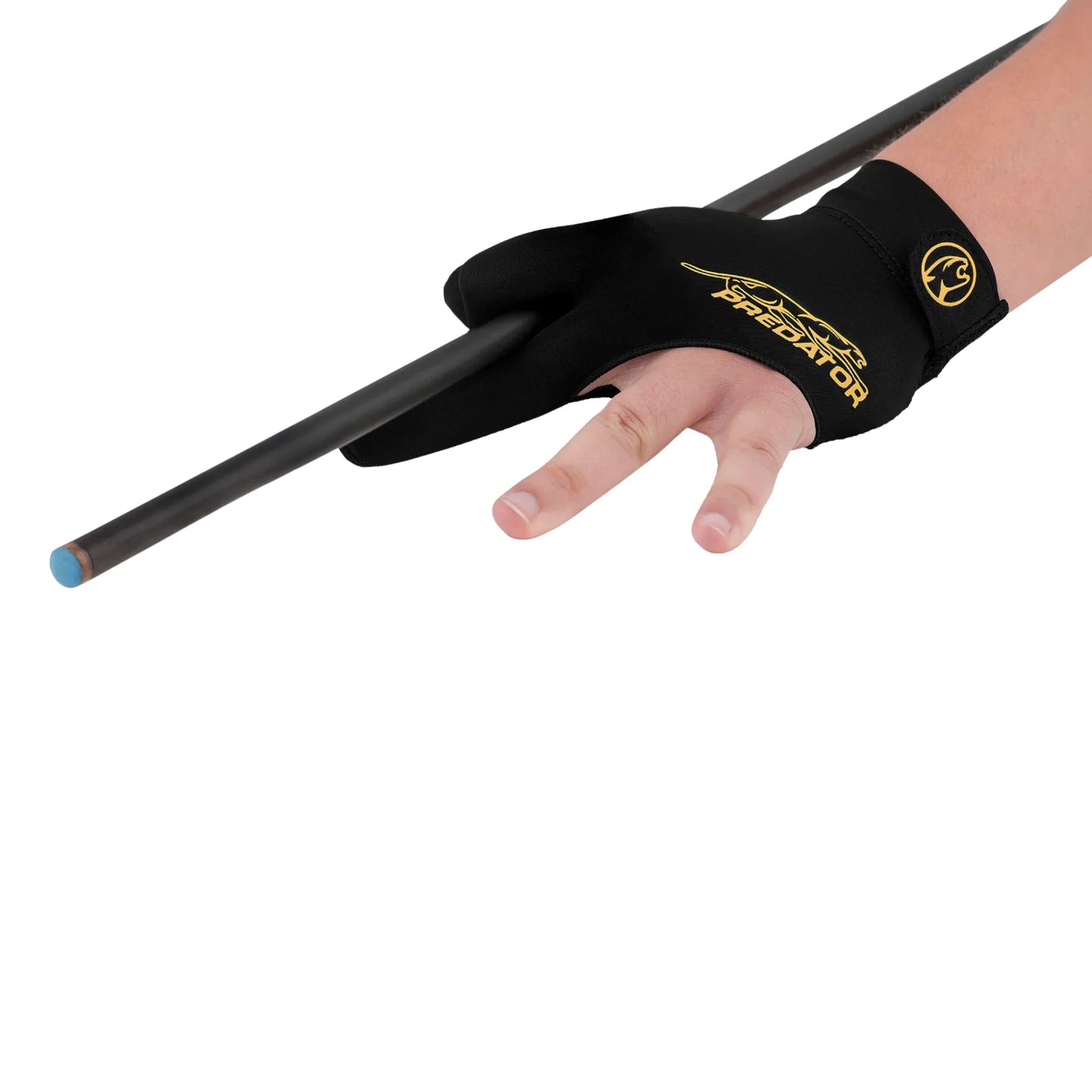 Luva de Bilhar Predator Second Skin Preta e Amarela Dedos Fechados