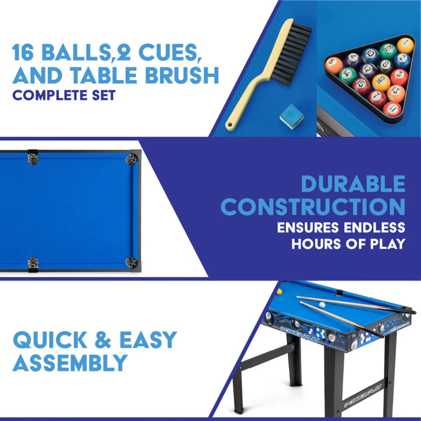 Mesa de Bilhar Infantil Power Play 3ft com Acessórios