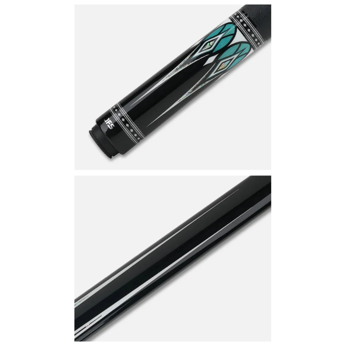Taco de bilhar JFlowers Valen Flow JF20-29F preto e verde-azulado