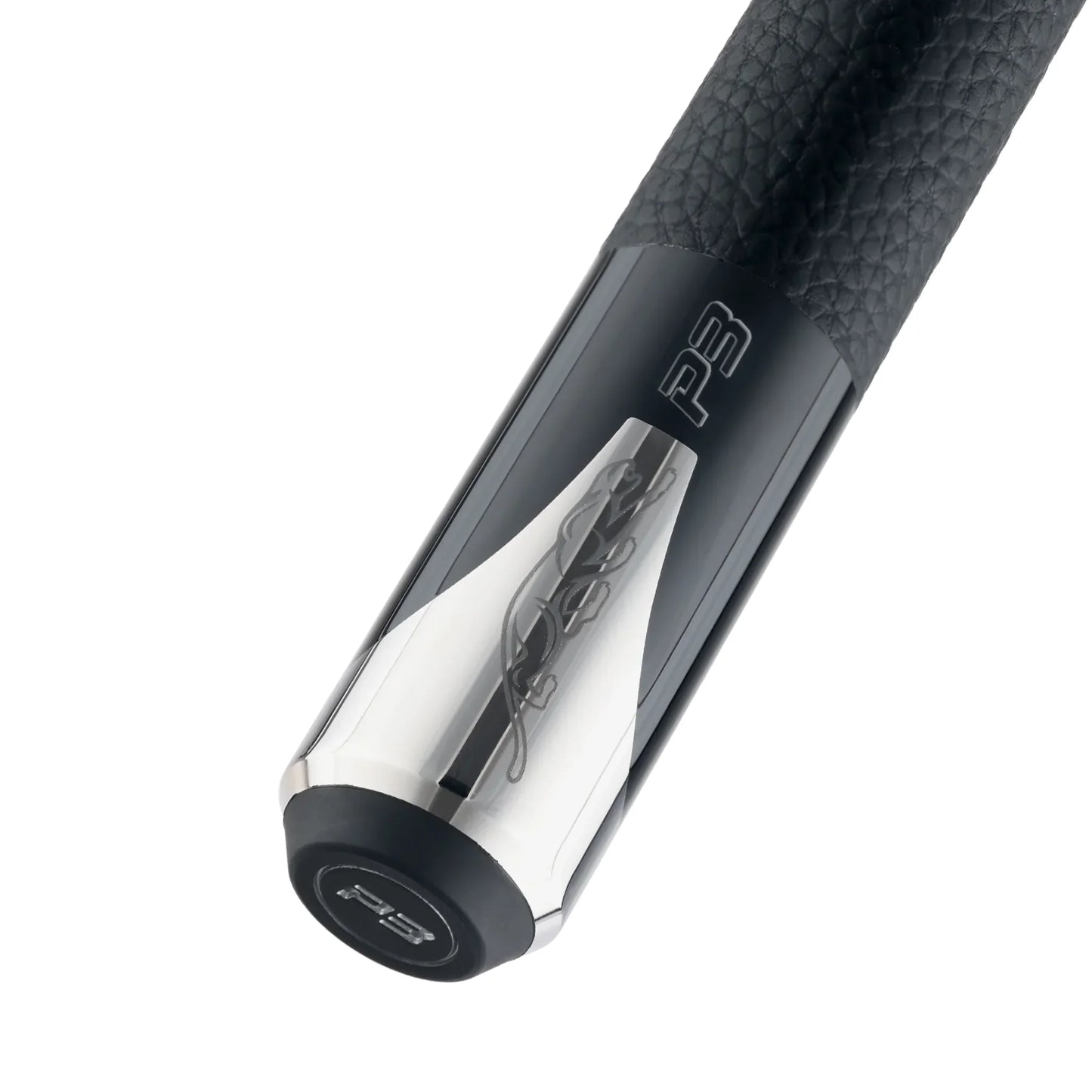 Taco de bilhar para pool Predator P3 Preto com Grip Leather Luxe e acabamento metálico