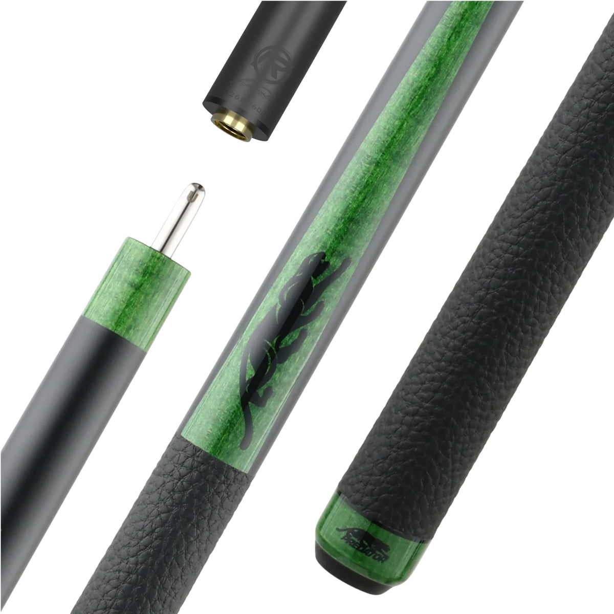 Taco de bilhar Predator SP2 Green 1 em preto mate com pontas em ácer verde e grip Leather Luxe