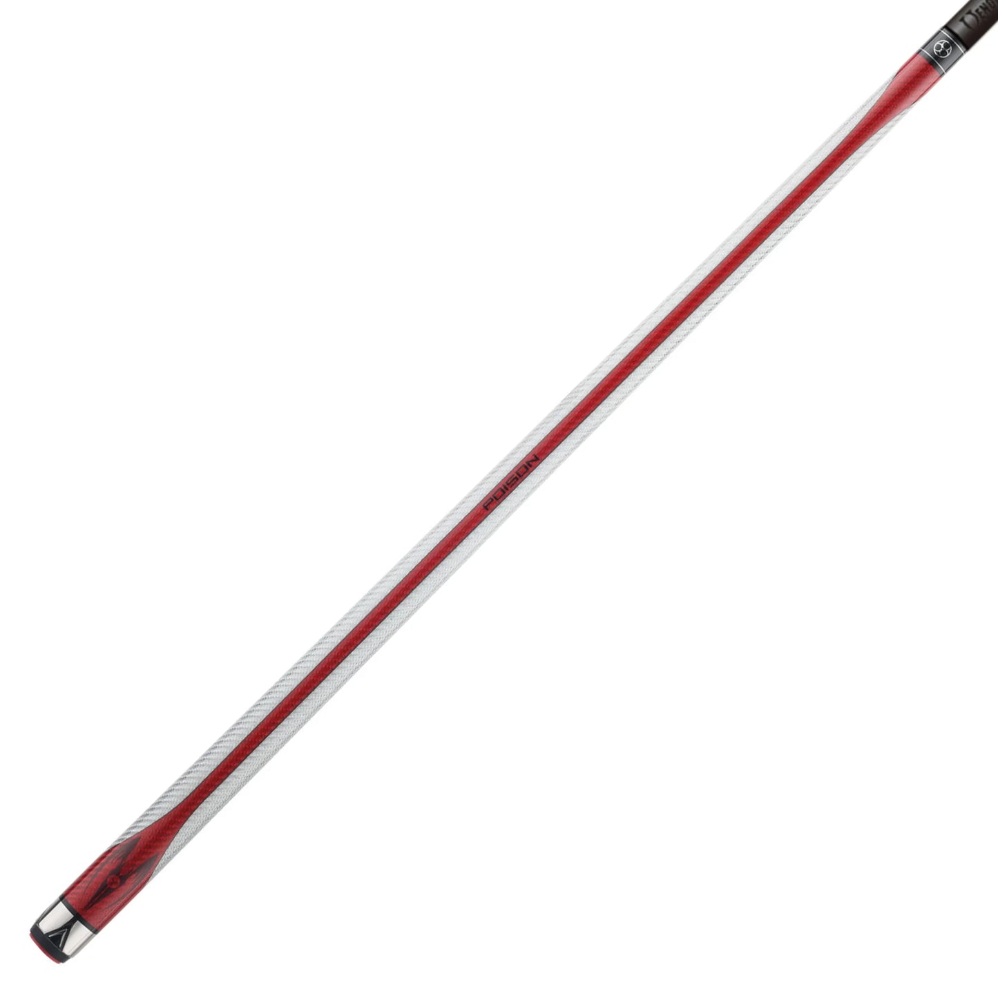 Taco de pool Poison Maelith cinzento e vermelho com vara de carbono