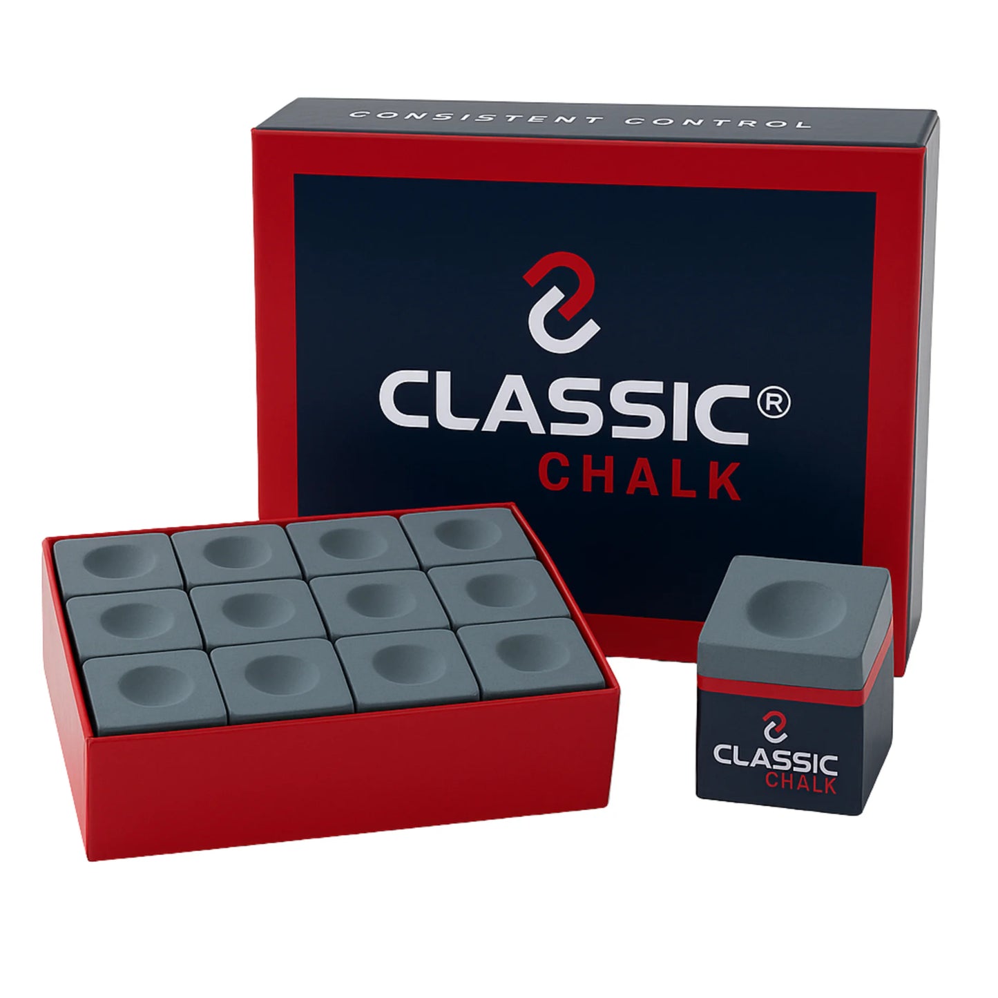 Caixa 12 Giz de Bilhar Classic Cinzento para tacos de bilhar