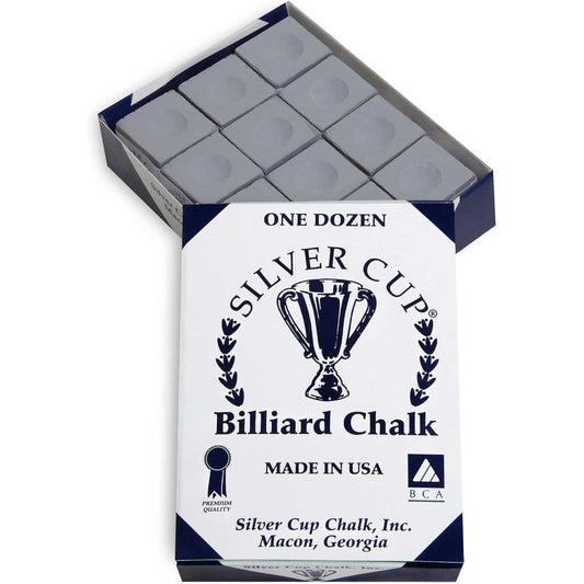 Caixa de 12 unidades de giz de bilhar Silver Cup cinzento