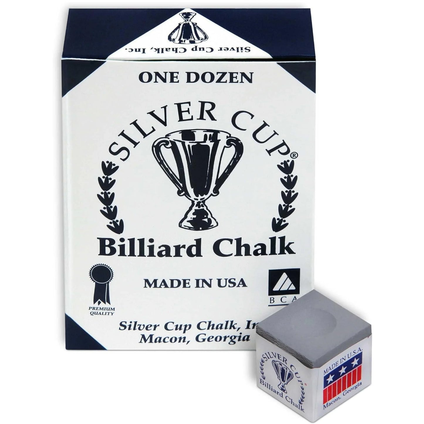 Caixa de 12 unidades de giz de bilhar Silver Cup cinzento