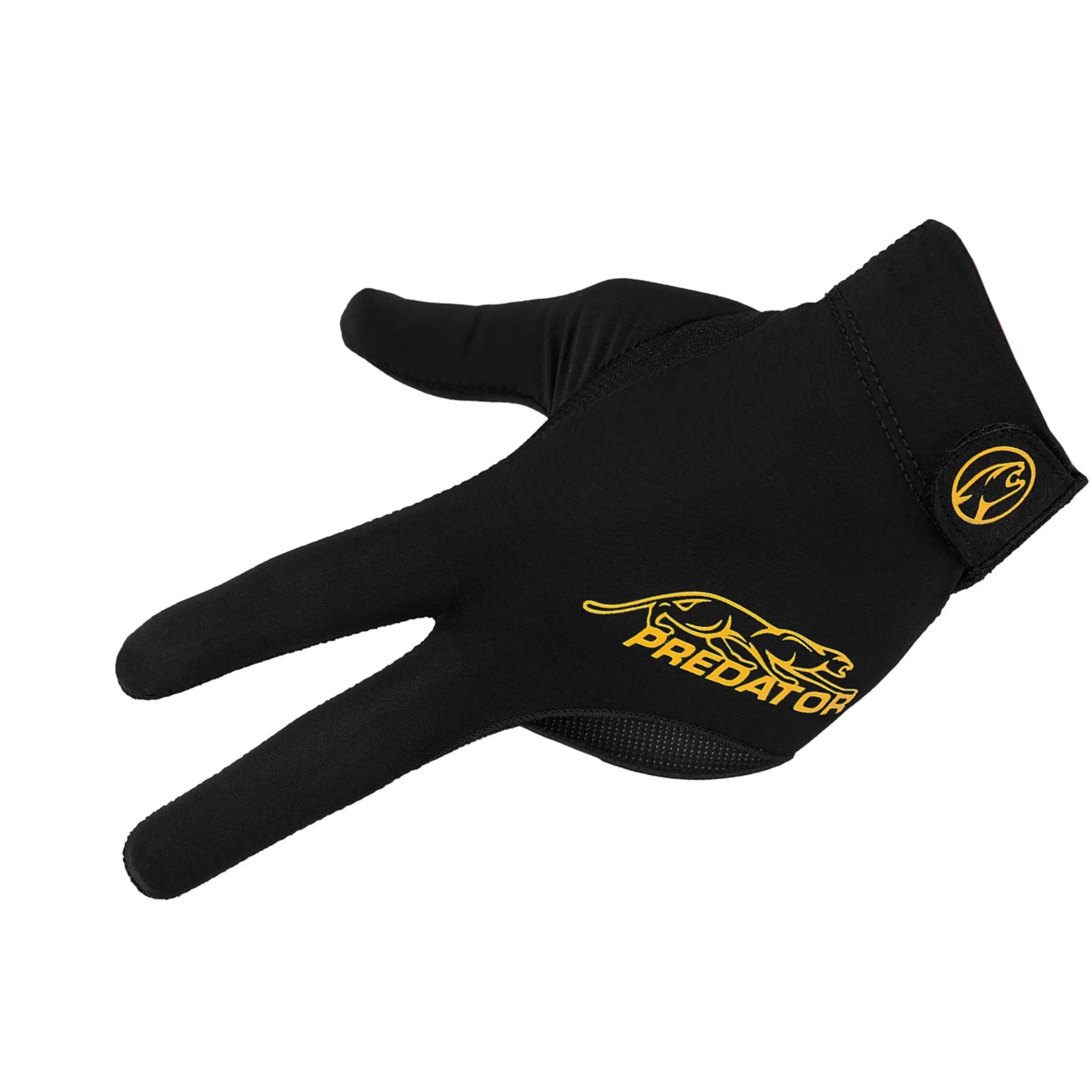 Luva de Bilhar Predator Second Skin Preta e Amarela Dedos Fechados