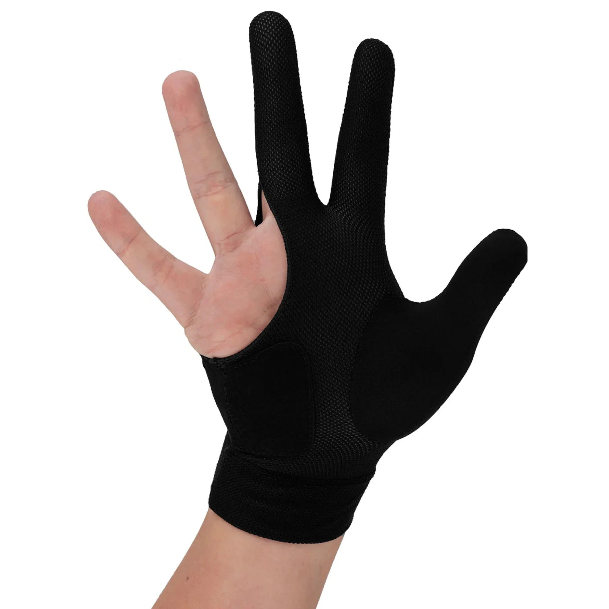 Luva de Bilhar Predator Second Skin Preta e Amarela Dedos Fechados