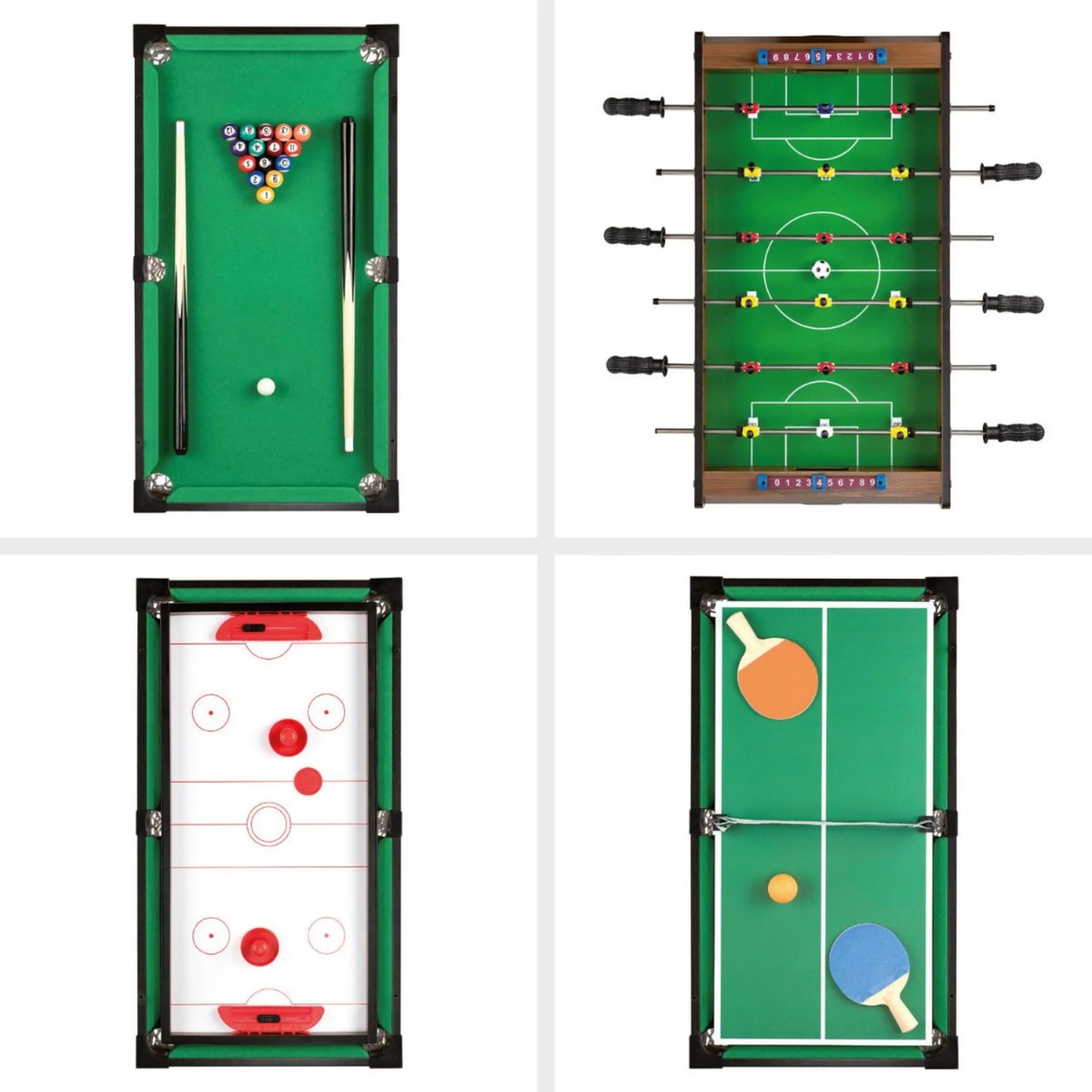 Mesa 4 em 1 Toyrific 27" com Bilhar, Air Hockey, Matraquilhos e Ténis de Mesa