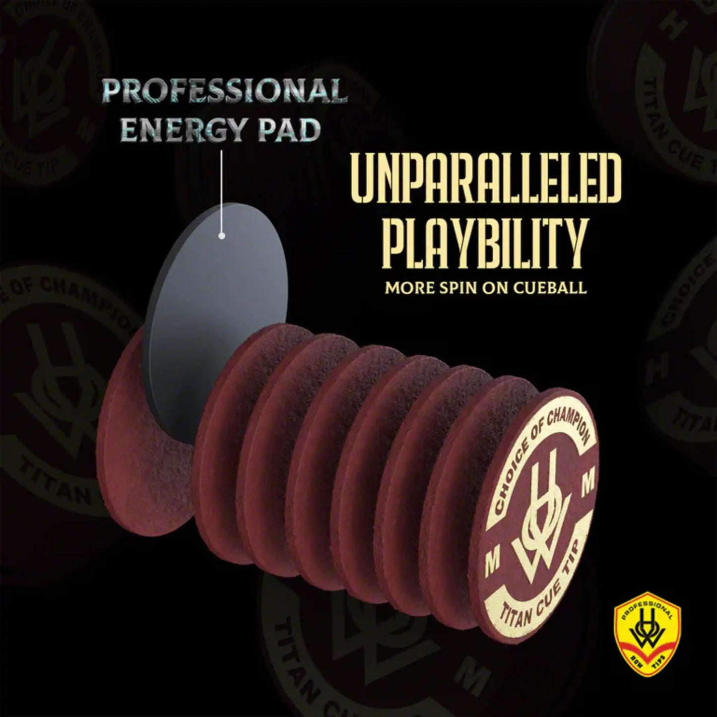 Sola HOW Titan 14 mm para taco de bilhar com 9 camadas e Energy Pad