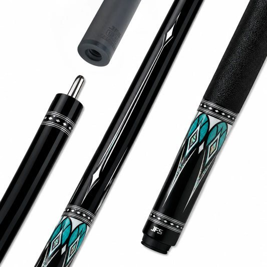 Taco de bilhar JFlowers Valen Flow JF20-29F preto e verde-azulado