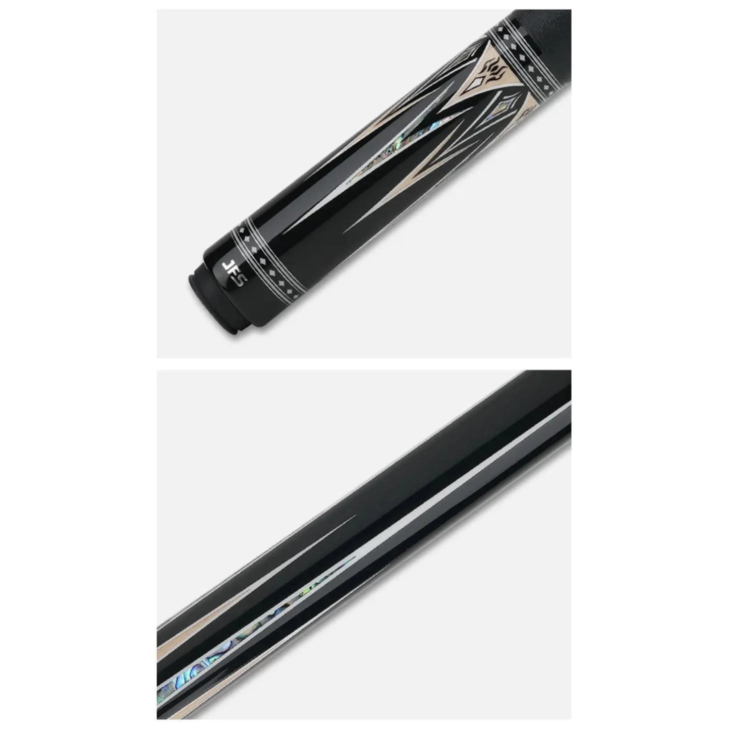 Taco de bilhar JFlowers Valen Luxe JF20-28F preto e ácer natural
