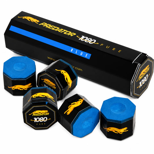 Caixa de 5 unidades de giz de bilhar Predator 1080 Pure azul
